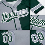 Custom Green Gray-White Split Ripped Pattern Baseball Pullover Sweatshirt Hoodie detail