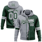 Custom Green Gray-White Split Ripped Pattern Baseball Pullover Sweatshirt Hoodie photo 1