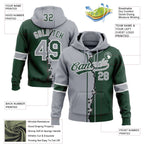 Custom Green Gray-White Split Ripped Pattern Baseball Pullover Sweatshirt Hoodie photo 3