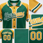 Custom Kelly Green Gold-White Split Ripped Pattern Baseball Pullover Sweatshirt Hoodie detail