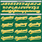Custom Kelly Green Gold-White Split Ripped Pattern Baseball Pullover Sweatshirt Hoodie photo 4