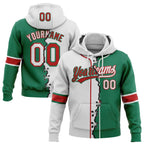 Custom Kelly Green White-Red Split Ripped Pattern Baseball Pullover Sweatshirt Hoodie photo 1