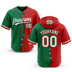 Custom Kelly Green White-Red Split Ripped Pattern Baseball Pullover Sweatshirt Hoodie