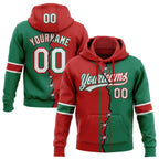 Custom Kelly Green White-Red Split Ripped Pattern Baseball Pullover Sweatshirt Hoodie photo 1