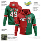 Custom Kelly Green White-Red Split Ripped Pattern Baseball Pullover Sweatshirt Hoodie photo 3