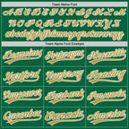 Custom Kelly Green Old Gold-White Split Ripped Pattern Baseball Pullover Sweatshirt Hoodie photo 4