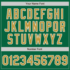 Custom Kelly Green Old Gold-White Split Ripped Pattern Baseball Pullover Sweatshirt Hoodie photo 5