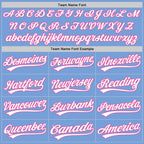 Custom Light Blue White-Pink Split Ripped Pattern Baseball Pullover Sweatshirt Hoodie photo 3