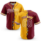 Custom Crimson Gold-White Split Ripped Pattern Baseball Pullover Sweatshirt Hoodie
