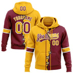Custom Crimson Gold-White Split Ripped Pattern Baseball Pullover Sweatshirt Hoodie photo 1