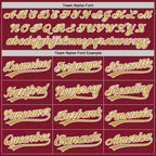 Custom Crimson Old Gold-White Split Ripped Pattern Baseball Pullover Sweatshirt Hoodie photo 4