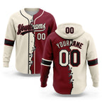 Custom Crimson Cream-Black Split Ripped Pattern Baseball Pullover Sweatshirt Hoodie