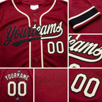 Custom Crimson Cream-Black Split Ripped Pattern Baseball Pullover Sweatshirt Hoodie detail