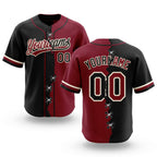 Custom Crimson Black-Cream Split Ripped Pattern Baseball Pullover Sweatshirt Hoodie