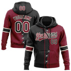 Custom Crimson Black-Cream Split Ripped Pattern Baseball Pullover Sweatshirt Hoodie photo 1
