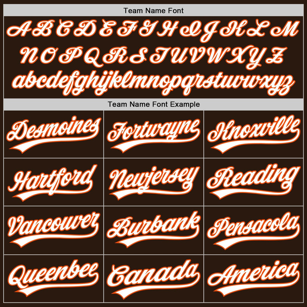 Custom Brown White-Orange Split Ripped Pattern Baseball Pullover Sweatshirt Hoodie photo 4