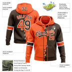Custom Brown Orange-White Split Ripped Pattern Baseball Pullover Sweatshirt Hoodie photo 3
