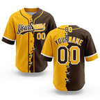 Custom Brown Gold-White Split Ripped Pattern Baseball Pullover Sweatshirt Hoodie