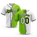 Custom Neon Green White-Black Split Ripped Pattern Baseball Pullover Sweatshirt Hoodie