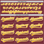 Custom Burgundy Gold-White Split Ripped Pattern Baseball Pullover Sweatshirt Hoodie photo 4