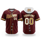 Custom Burgundy White-Old Gold Split Ripped Pattern Baseball Pullover Sweatshirt Hoodie