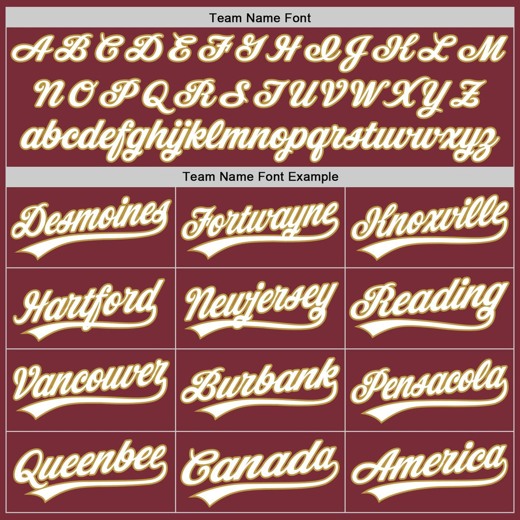 Custom Burgundy White-Old Gold Split Ripped Pattern Baseball Pullover Sweatshirt Hoodie photo 4