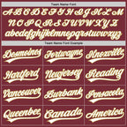Custom Burgundy White-Old Gold Split Ripped Pattern Baseball Pullover Sweatshirt Hoodie photo 4