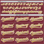 Custom Burgundy Old Gold-White Split Ripped Pattern Baseball Pullover Sweatshirt Hoodie photo 4