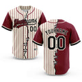 Custom Cream Crimson Pinstripe-Black Split Ripped Pattern Baseball Pullover Sweatshirt Hoodie