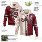 Custom Cream Crimson Pinstripe-Black Split Ripped Pattern Baseball Pullover Sweatshirt Hoodie photo 3