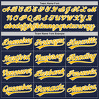 Custom White Navy Pinstripe-Gold Split Ripped Pattern Baseball Pullover Sweatshirt Hoodie photo 4