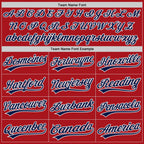 Custom White Red Pinstripe-Navy Split Ripped Pattern Baseball Pullover Sweatshirt Hoodie photo 4
