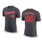 Custom Steel Gray Red-White Performance T-Shirt