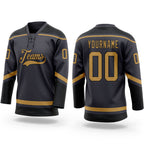 Custom Steel Gray Old Gold-Black Hockey Lace Neck Jersey