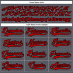 Custom Steel Gray Red-Black Hockey Lace Neck Jersey photo 4