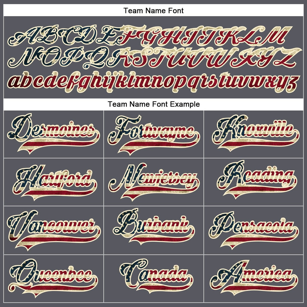 Custom Steel Gray Vintage USA Flag Cream-Black Hockey Lace Neck Jersey photo 3
