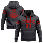 Custom Stitched Steel Gray Red-Black Football Pullover Sweatshirt Hoodie photo 1