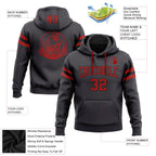 Custom Stitched Steel Gray Red-Black Football Pullover Sweatshirt Hoodie photo 2