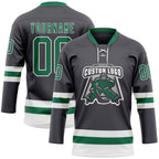 Custom Steel Gray Kelly Green-White Hockey Lace Neck Jersey photo 2
