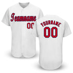 Custom White Red-Navy Baseball Jersey