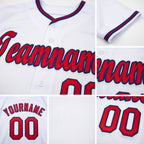 Custom White Red-Navy Baseball Jersey detail
