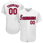 Custom White Red-Navy Baseball Jersey photo 1