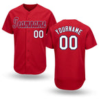 Custom Red White-Navy Baseball Jersey