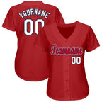 Custom Red White-Navy Baseball Jersey photo 2
