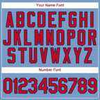 Custom Light Blue Red-Navy Baseball Jersey photo 2