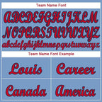 Custom Light Blue Red-Navy Baseball Jersey photo 3