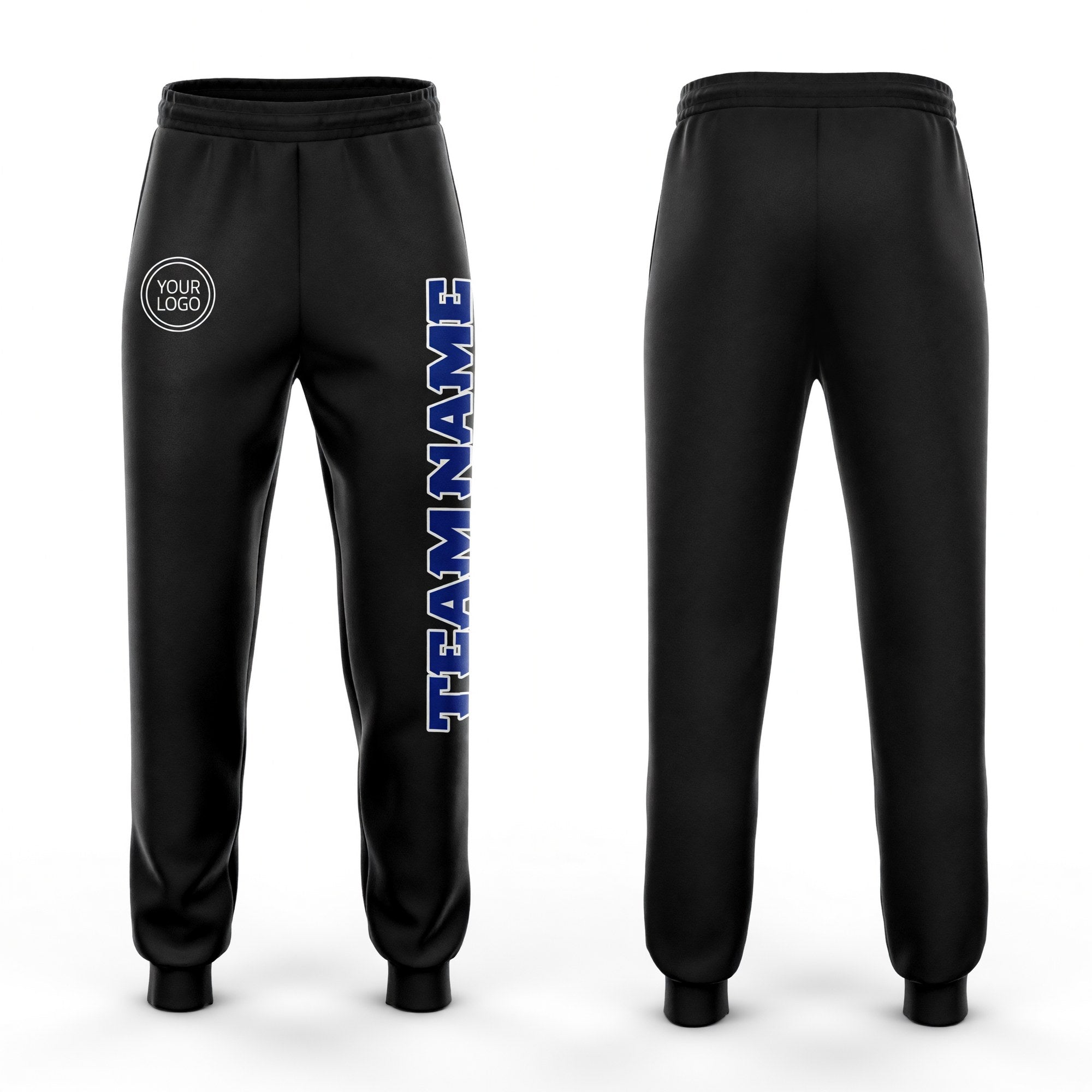 Custom Black Royal-White Fleece Jogger Sweatpants