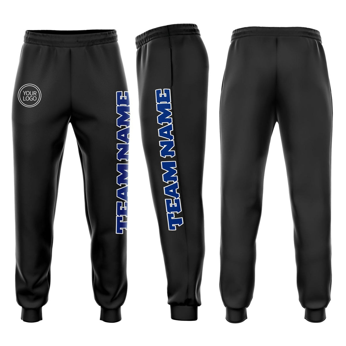 Custom Black Royal-White Fleece Jogger Sweatpants photo 1