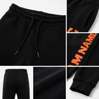 Custom Black Orange Fleece Jogger Sweatpants detail