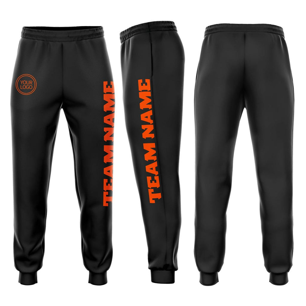 Custom Black Orange Fleece Jogger Sweatpants photo 1